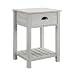 Walker Edison Furniture Company AZF18CYSTST Farmhouse Square Side Accent Set Living Room End Table with Storage Door Nightstand Bedroom, 18 Inch, Stone Grey