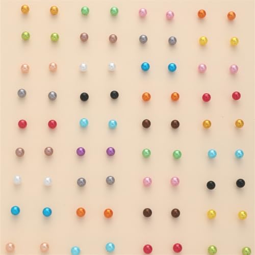 12/36 Pairs Hypoallergenic Round Imitation Pearl Earrings Classic Colorful Faux Round Ball Ear Studs Mixed Sizes Stud Earrings Set for Women Jewelry Birthday Gifts-36pairs colorful4