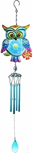 YYC 1Pcs 3D Owl Wind Chimes Patio Indoor Outdoor Wind Bells Home Decor (Blue)