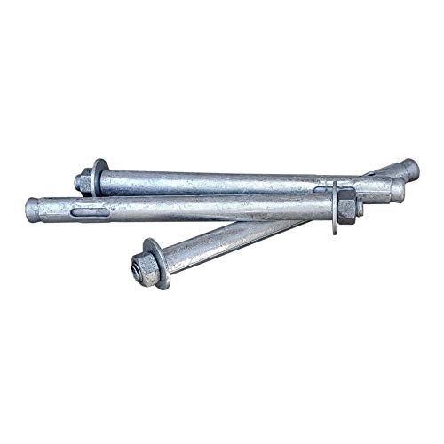 Image of 1 /2 inch x 6 inch Sleeve Anchor Bolt for Concrete, Hot Dip Galvanized Hex Head Expansion Anchor, Heavy Duty Masonry Fastener for Brick, Concrete Block & CMU, Exterior Construction, 10 Pack