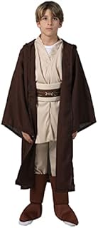 Kids Jedi Costume Classic Child's Cosplay Outfit Halloween Kenobi Costume Set for Boys Girls Hooded Robes Brown Version