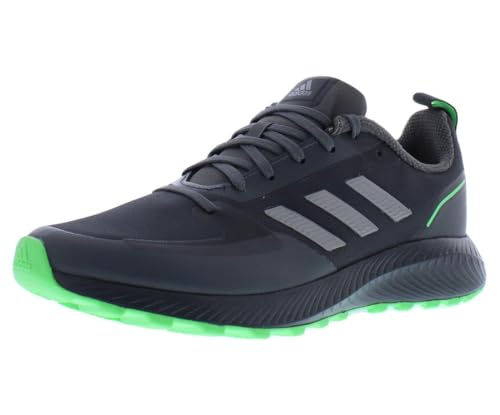 Image of adidas Runfalcon 2.0 Trail Mens Shoes Size 7.5, Color: Carbon Iron /Metallic Screaming Green