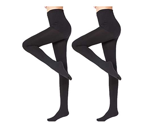 Collants épais et chauds en polaire pour femme en lot de 2 paires coloris noir taille M