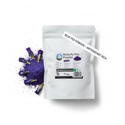 NPOW Blue Tea Blue Pea Flower Tea Blue Matcha Caffeine-Free Blue Pea Flower Tea Pure Blue Pea Flower Tea High Antioxidants Blue Matcha Blue Pea Flower Powder - 75g