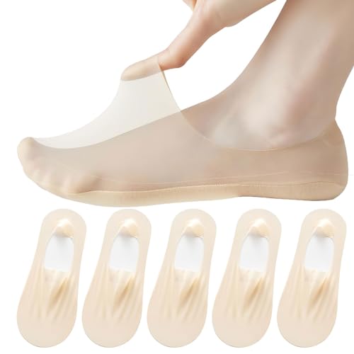 Enlightenw Socks, Ice Silk Invisible Boat Socks,Thin No Show Socks for Women Non Slip,Breathable Ankle Socks (d 5PCS)