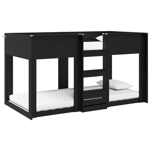 vidaXL Lit Superposé pour Enfants Chêne Noir 90 x 200 cm, Lit pour Enfants stylé, Cadre superposé Moderne, Design Gain de Place, mobilier Durable