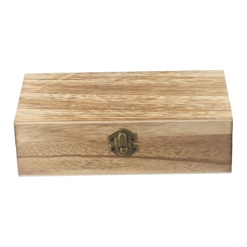 Boîte de rangement rectangulaire à clapet en bois naturel pour bijoux, thé, café ou articles essentiels de bureau avec couvercle hermétique et boucle en...