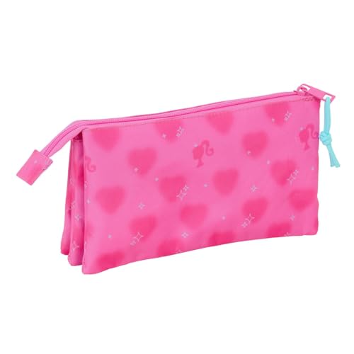 Miniatura 5 de SAFTA Barbie Corazones - Portatodo Triple, Estuche Infantil, Estuche Niño, Ideal para Niños en Edad Escolar, Cómodo y Versátil, Calidad y Resistencia, 22x3x12 cm