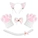 JOYKK Donne Cat Maid Cosplay Costume Peluche Ear Bell Fascia Bow Tie Choker Guanti - 2# White