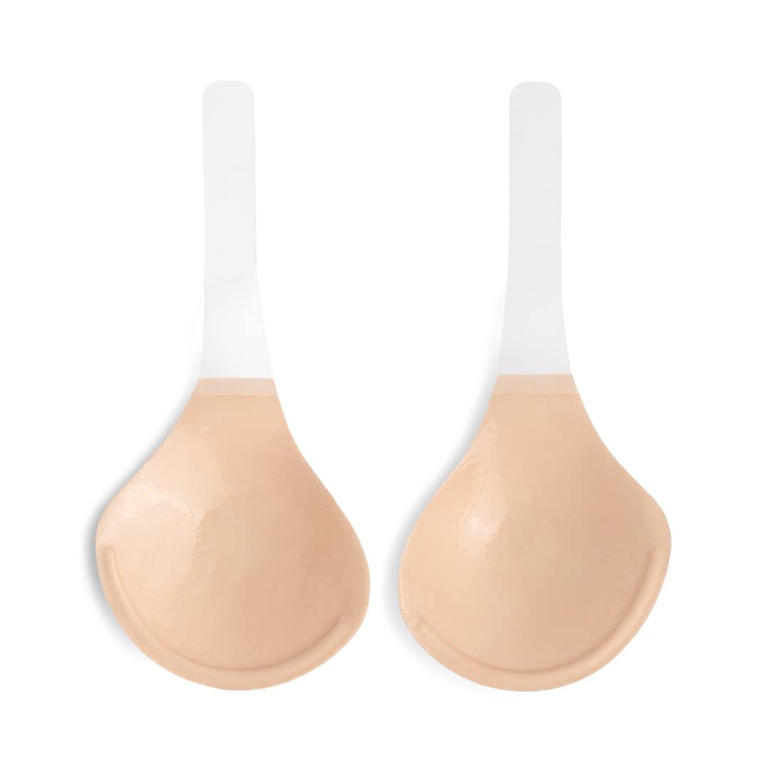 Bye Bra Sculpting Fabric Breast Lift Tape Reusable Adhesive Push Up Cups Invisible Strapless Backless Bra Alternative Beige/Black - Image 2