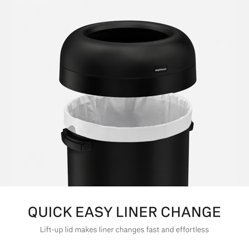 Image of simplehuman Bullet Open Can, 80L / 21.1 Gallon Commercial Trash Can for Restaurants, Cafes, High-Traffic Spaces, Heavy Gauge Steel, Wide Open Top, ADA-Compliant, Matte Black Steel