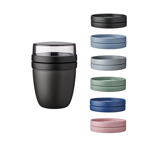 Mepal | Lunchpot Vario Ellipse | erstelle dir deinen Lunchpot wie er dir gefällt | Praktischer Müslibecher | Geeignet für Tiefkühler, Mikrowelle & Spülmachine | Nordic Black