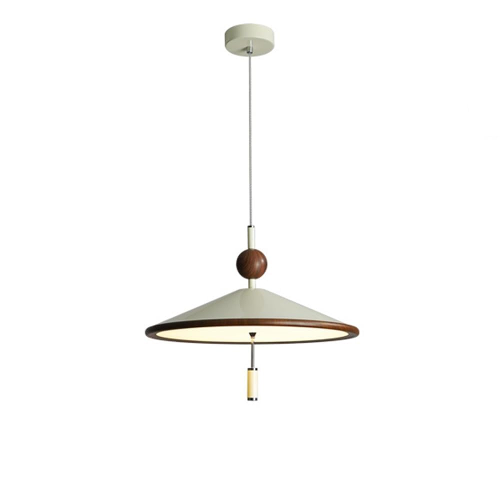 ITOSUI Modern Pendant Light, 3-Color Dimming Mid-Century Nordic Style Chandelier, Walnut Wood Decor Adjustable Height Ceiling Light Fixture, for Dining Room Bedroom Iron Acrylic Hanging Lamp
