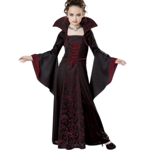 LOBTY Vampire Enfant Déguisement Fille Costume Comtesse Gothique Déguisement Enfant Fille Robe de Sorcière Halloween Robe Princesse Costume Enfant Adultes