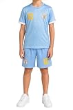 JYC CREATIVE - Equipación Argentina Training | Conjunto Deportivo de Camiseta y Pantalón Corto | Tallas 4 a 14 | Kit Técnico Transpirable para, Fútbol y Deporte Escolar