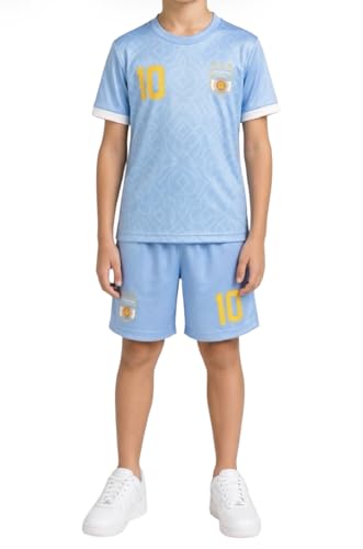 Image of Football Jersey and Shorts Sports Set (4-14 Years,) - Summer Equipment for Training and School, Argentina, 6