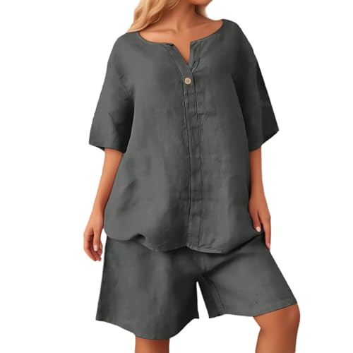 Ensemble en lin femme tenue légère contre la chaleur avec short confortable