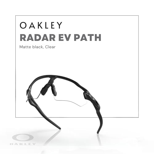 Oakley OO9208 Radar Ev Path 920874 38MM Matte Black / Clear Rectangle Sunglasses for Men + BUNDLE with Oakley Accessory Leash Kit