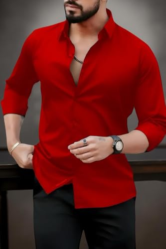 Image of Men's Casual Cotton Blend Shirt | Regular Fit | Full Sleeve | Solid Design