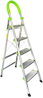 StepIt 5 Step Ladder - Portable Folding Five Step Ladders with Wide Steps | Soft Grip Step Ladders with Rubber Hand Grip | 150kg Capacity - EN131 Safety Step Ladders