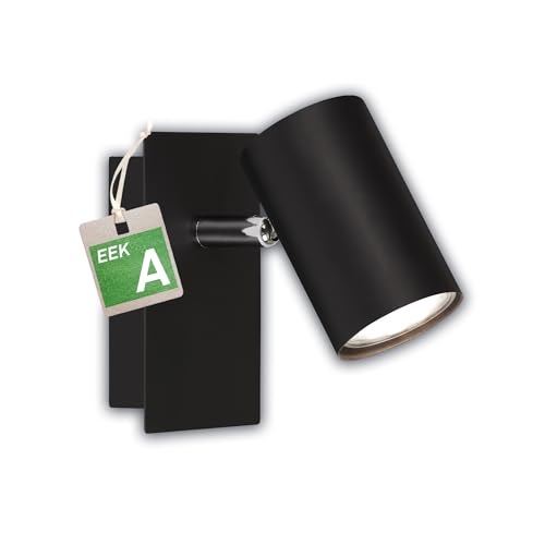 BRILONER - EEK A LED Wandleuchte innen, schwenkbar, 3000K warmweiß, 2W, 450 Lumen, ca. 50.000h Licht, Deckenstrahler, Wohnzimmerlampe, Lampe, Wandlampe, Küchenlampe, Flurlampe, Schlafzimmer, Schwarz