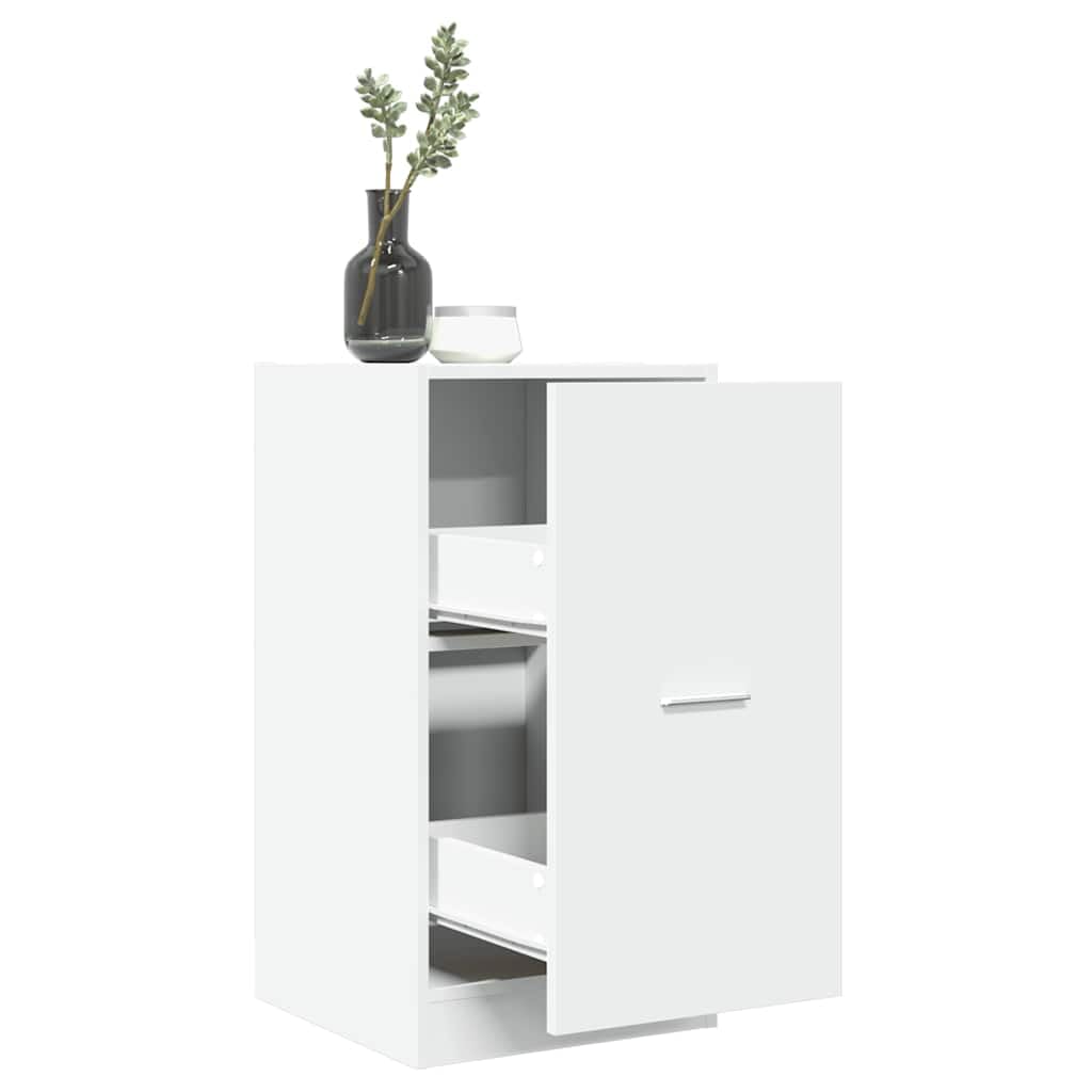 Armadietto da farmacista, bianco, 40 x 41 x 77,5 cm, in legno, moderno, con 2 cassetti e guide in metallo, versatile armadio da cucina e ufficio