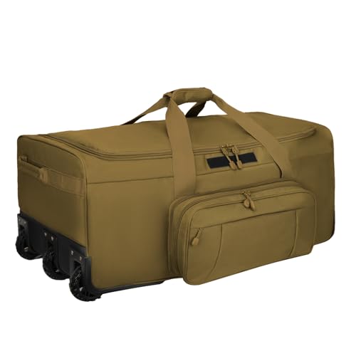 120L 3-Wheel Rolling Duffle Bag - Heavy Duty Military Deployment Bag, Durable Wheeled Duffle Luggage...