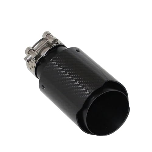 Embout échappement universel en inox noir brillant et carbone style droit 63mm-101mm pour voiture