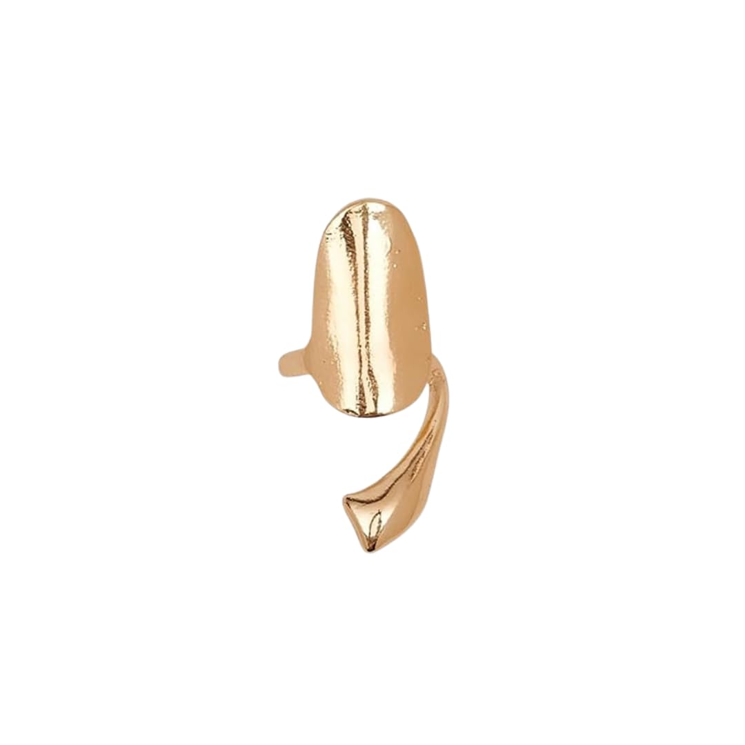 Ishkaara Gold-Plated Adjustable Nail Ring | Stylish Finger Nail Ring For Women And Girls | Finger Tip Opening Rings | Small Round cut Golden Finger Tip Ring - Pack of 1-image-24