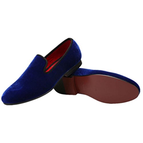 FERUCCI Handmade Men Plain Royal Blue Velvet Loafers3
