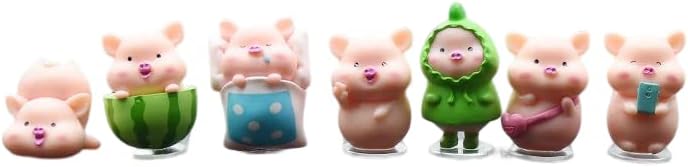 Figuras de juguete de cerdo rosa, adorno para tablero de automóvil, figuras de cerdos miniatura para decoración de jardín de hadas, decoración del