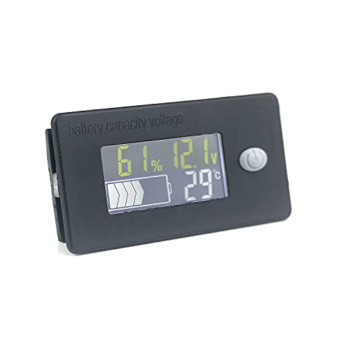 Taikuwu Compteur de Tension de Capacit¨¦ de Batterie avec Alarme et Capteur de Temp¨¦rature 0-179 ¨H Moniteur de Temp¨¦rature 0-100V Compteur de Jauge de Batterie au Lithium et Plomb Cover
