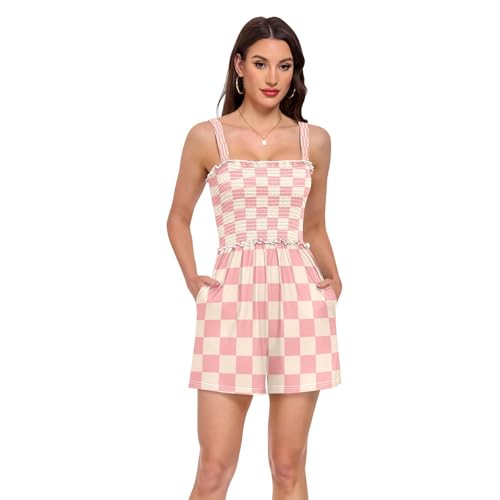 Combinaison vintage femme d'été à carreaux damier