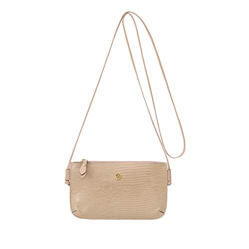 Bolsa Feminina Mariart Couro Alça Transversal Zíper 201Lez (Nude)