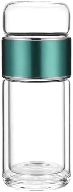 透茶分離カップボトル 水筒 ボトル 茶こし付き ガラス水筒 耐熱ボトル ティーボトル 透明 二重ガラス 分離式水筒 漏れ防止 通勤 男女兼用 直飲み 贈り物 茶分離水筒直飲み おしゃれ 携帯 運動(A,280ml)