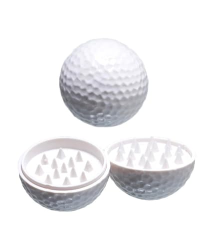 Macinino per erbe e spezie a forma di palla da golf, design sferico con chiusura magnetica, 40 mm, 33 g, colore bianco