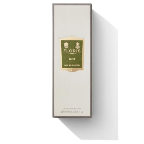 Floris London Elite Moisturising Bath & Shower Gel (250ml) | Woody, Mellow Fragrance | Gently Foaming, Enriched with Olive Oil to Soften Skin & Prevent Moisture Loss | Subtle Masculine Scent