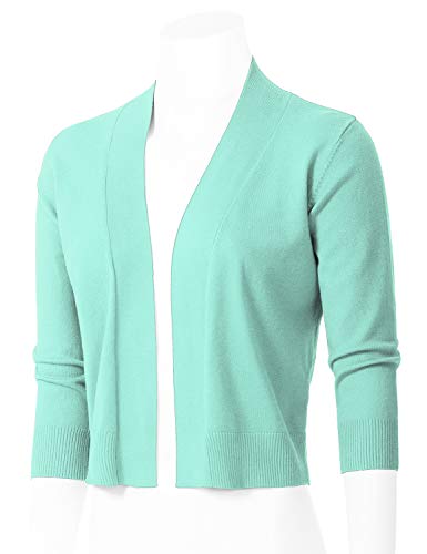 Womens Classic 3/4 Sleeve Open Front Cropped Bolero Cardigan (S~3XL)2