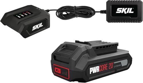 Skil Batterie Lithium-ION 20 V Max avec Chargeur 2,0 Ah et 1,0 A PWRCORE 20™ - Batterie de Rechange - Batterie d'outil - Batterie Compatible avec Tous Les Outils SKIL 20 V Max BC1E3133AA