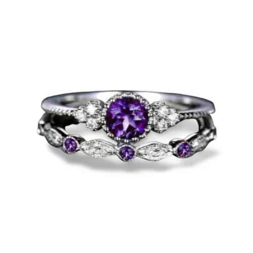 Bague cross en argent pour hommes et femmes avec pierre violette style ethnique