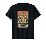 Manul Pallas´s Cat Eats Ramen Noodles Japanese Vintage T-Shirt