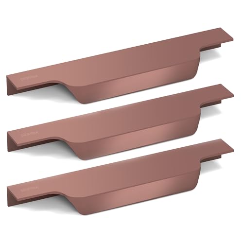 Image of Plantex Profile Handle for Kitchen Cabinet /6 Inch Aluminium Drawer Profile Handle /Wardrobe Pull Handle for Home /Office /Hotel - Pack of 3 (Rose Gold)