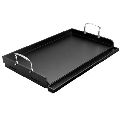 Cast Iron Griddle for Gas Grill & Stove Top, 25' x 16' Flat Top Grill Griddle Plate, Heavy Duty Outdoor BBQ Griddle with Grease Drain for Camping & Tailgating