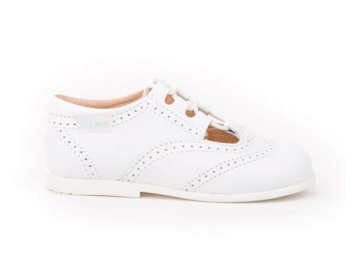 Zapatos Inglesitos para Niños Todo Piel Mod.804. Calzado Infantil Made in Spain, Garantia de Calidad. (22, Blanco)