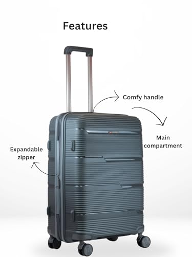 Image of Ligobags Polyester 8 Wheels 360 Degree Wall Street Soft-Sided Cabin Luggage Laptop Roller Case |24 Inch Trolley Bag