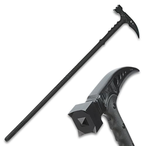 M48 Kommando Survival Hammer Hiking Staff | Cast Stainless Steel Hammerhead | Reinforced Fiberglass and Nylon Handle | Curved Spike for Utility Use | Rubber Toe for Traction | 37 3/8