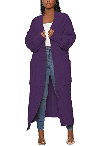Image of Tcremisa Long Cable Knit Cardigans for Women Chunky Maxi Sweater Coat