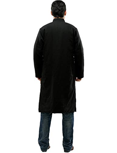 LUZU JUNU Men’s Cotton Linen Trench Coat Warm Winter Quilted Long Jacket Frog Button Overcoat with Pockets2