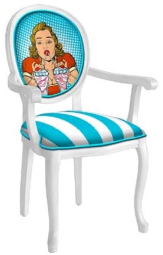 Casa Padrino Barock Esszimmerstuhl Türkis/Mehrfarbig/Weiß -...