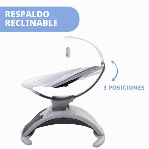 Miniatura 5 de Chicco Comfy Wave - Tumbona Electrónica, Columpio Electrónico Para Niños, Con Movimientos Y Melodías, Respaldo Reclinable, Tejido Transpirable Y Desenfundable, Barra De Juegos, Tumbona Para Bebé, 0